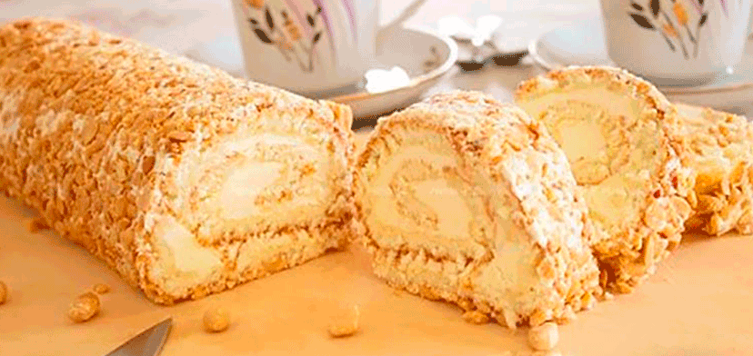 Рулет «Сливочно-ореховый». Очень вкусная, быстрая и простая выпечка